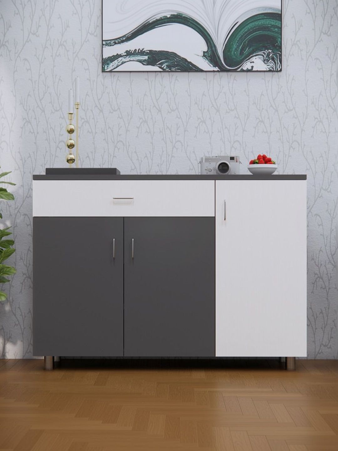 SPECIALITY PANELS White & Grey 3-Door Engineered Wood Cabinet-image-40