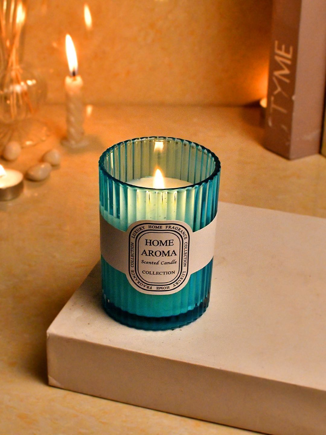 Myntra Elegant Homes Green & Turquoise Blue 1 pieces Jar Candle-picture-18