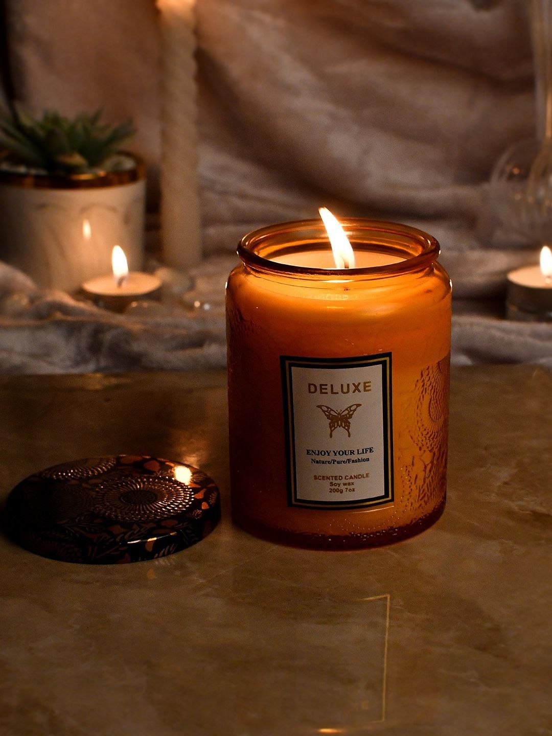 Myntra Elegant Homes Yellow 1 pieces Jar Candle-picture-29