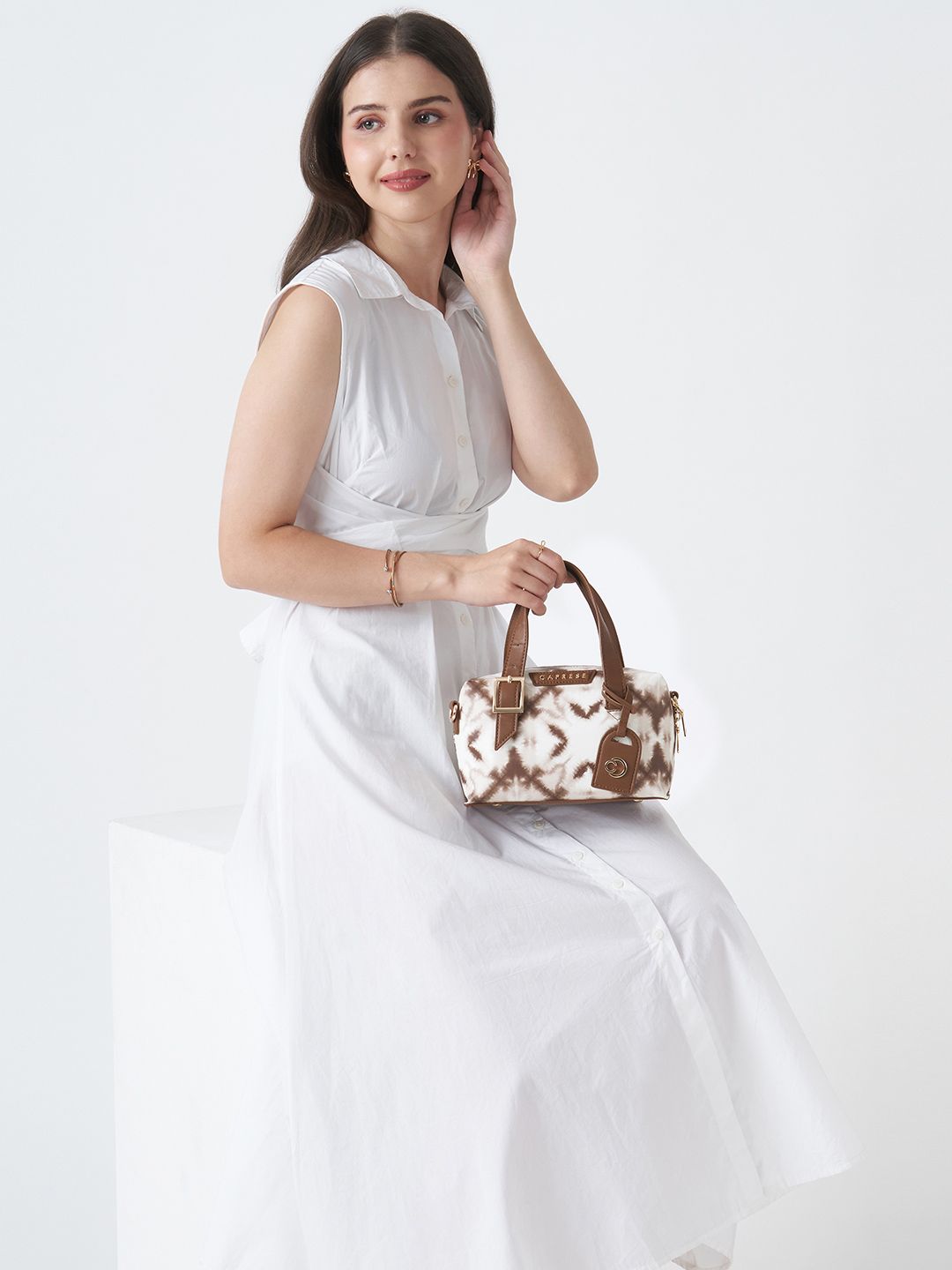 Caprese Abstract Printed Structured Shoulder Bag With Detachable Sling Strap-picture-31
