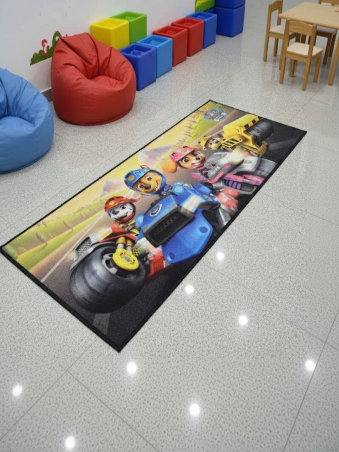Athom Living Blue and Green Paw Patrol Anti-Skid Nylon Runner Carpet