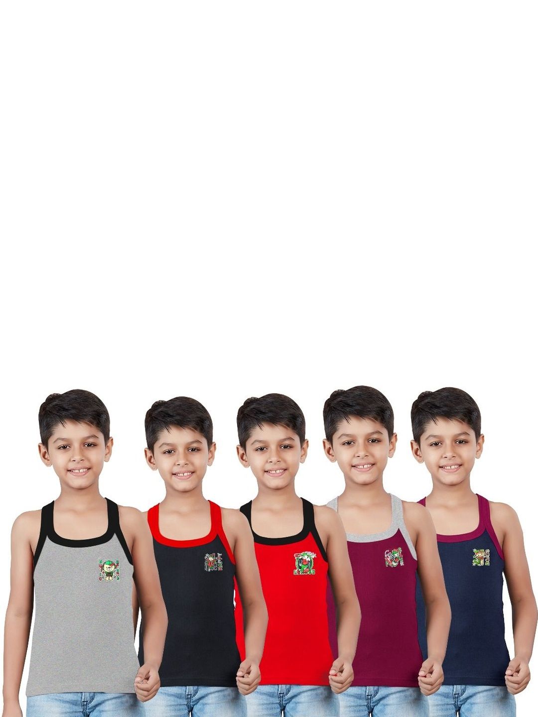 DRAKO Pack of 5 Scoop Neck Gym Vest-picture-22