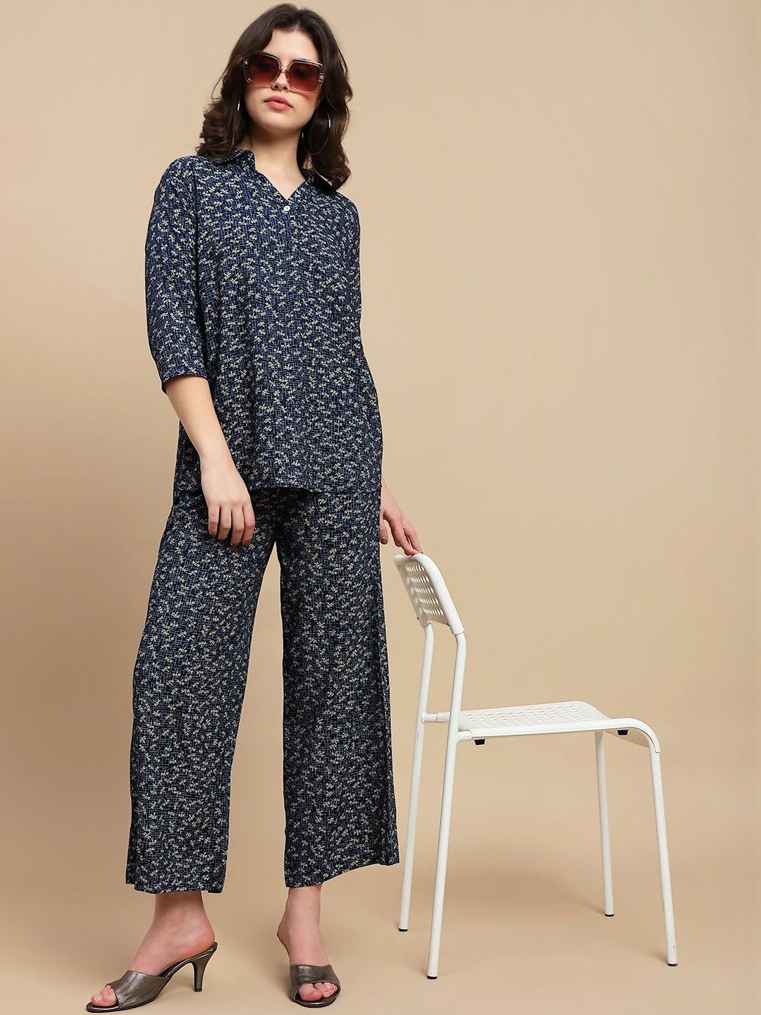 De Moza Women Printed Shirt with Palazzos-picture-23