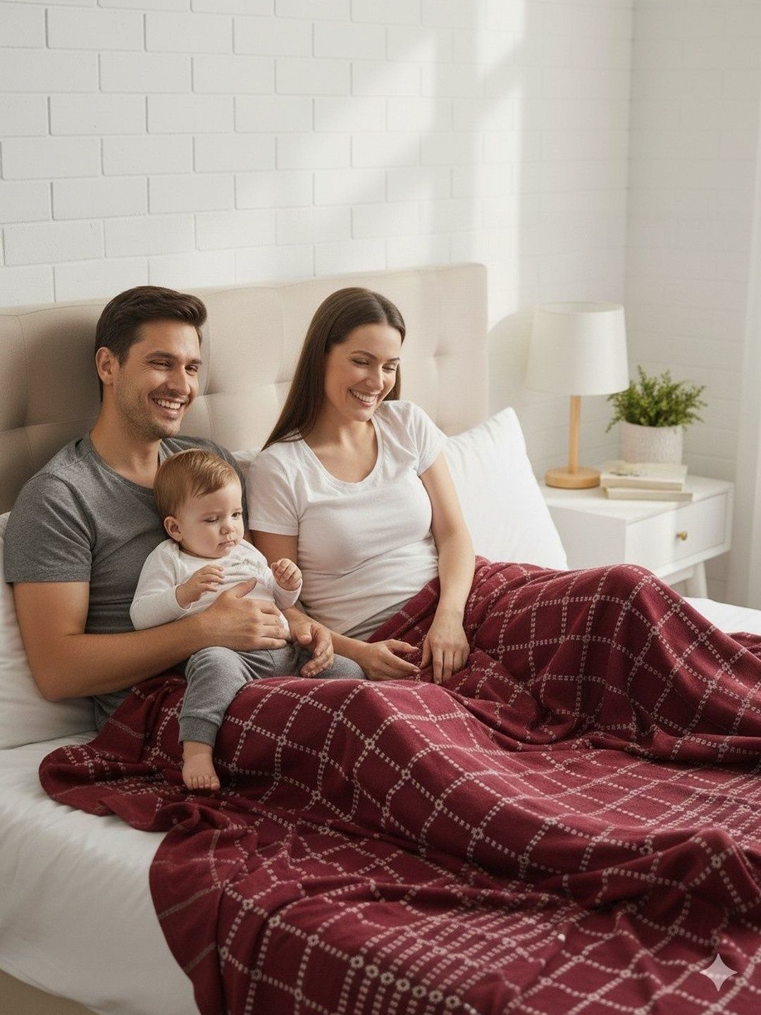 Tharunsha Elite Maroon & Maroon Checked AC Room Blanket-image-15