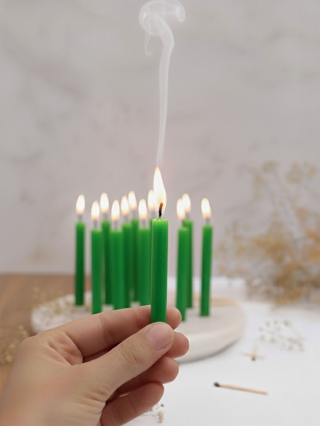 ASIDEA Green & Green 100 pieces Pillar Candle-picture-25