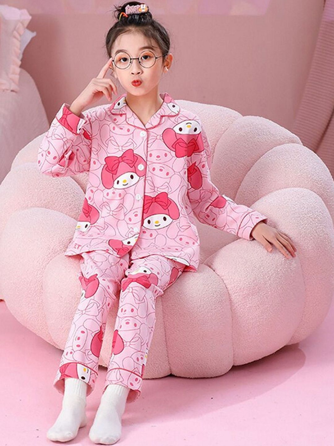 4JSTAR Unisex Kids Printed Shirt with Pyjamas