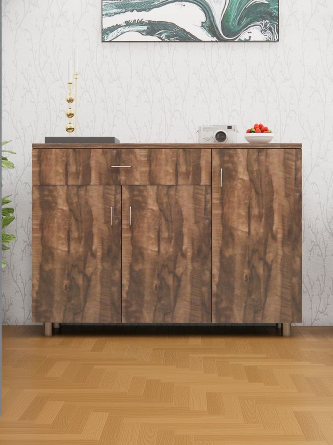 SPECIALITY PANELS Brown 3-Door Engineered Wood Cabinet