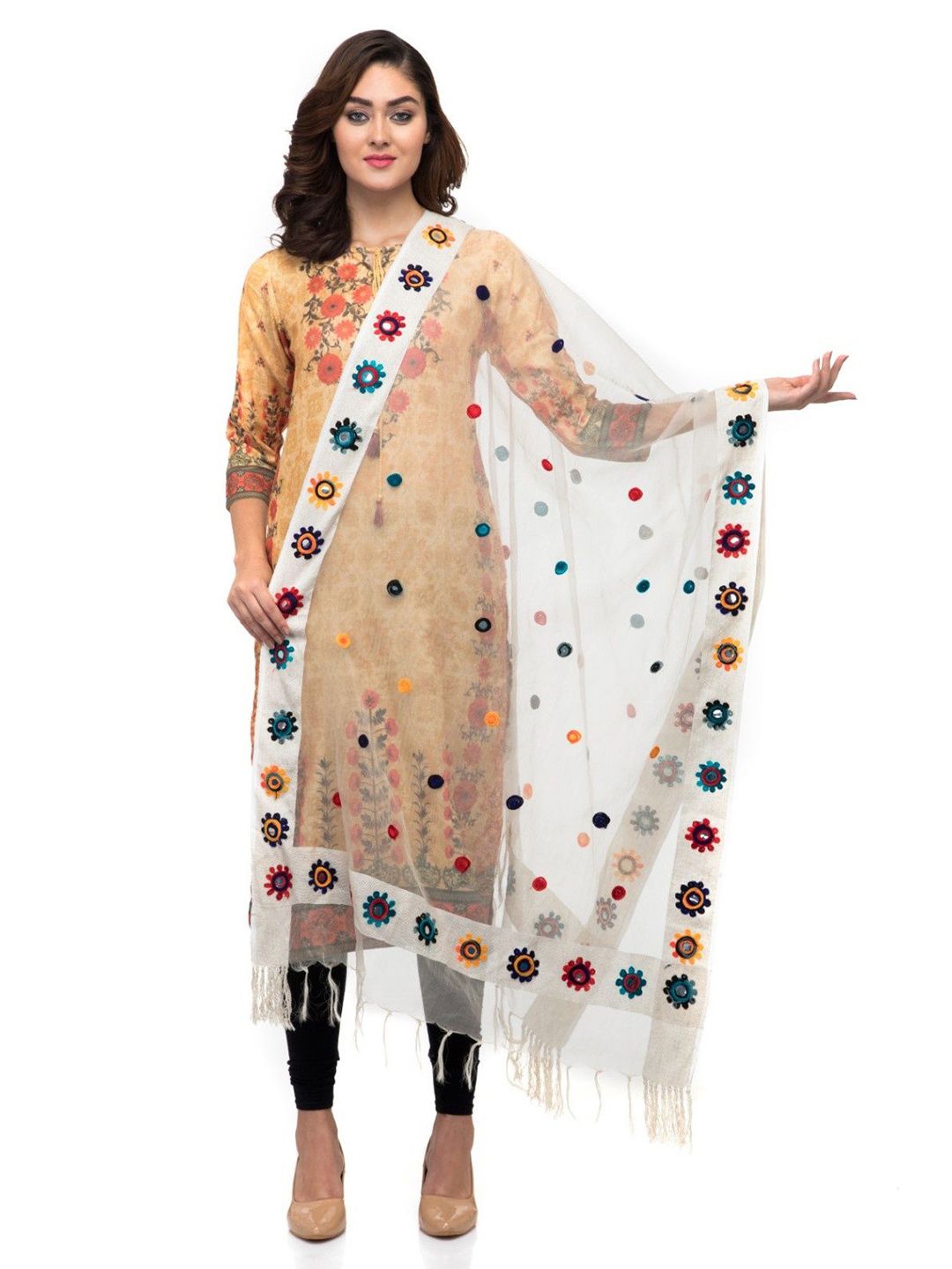 A R SILK DUPATTA HUB Embroidered Organza Dupatta with Thread Work-image-29