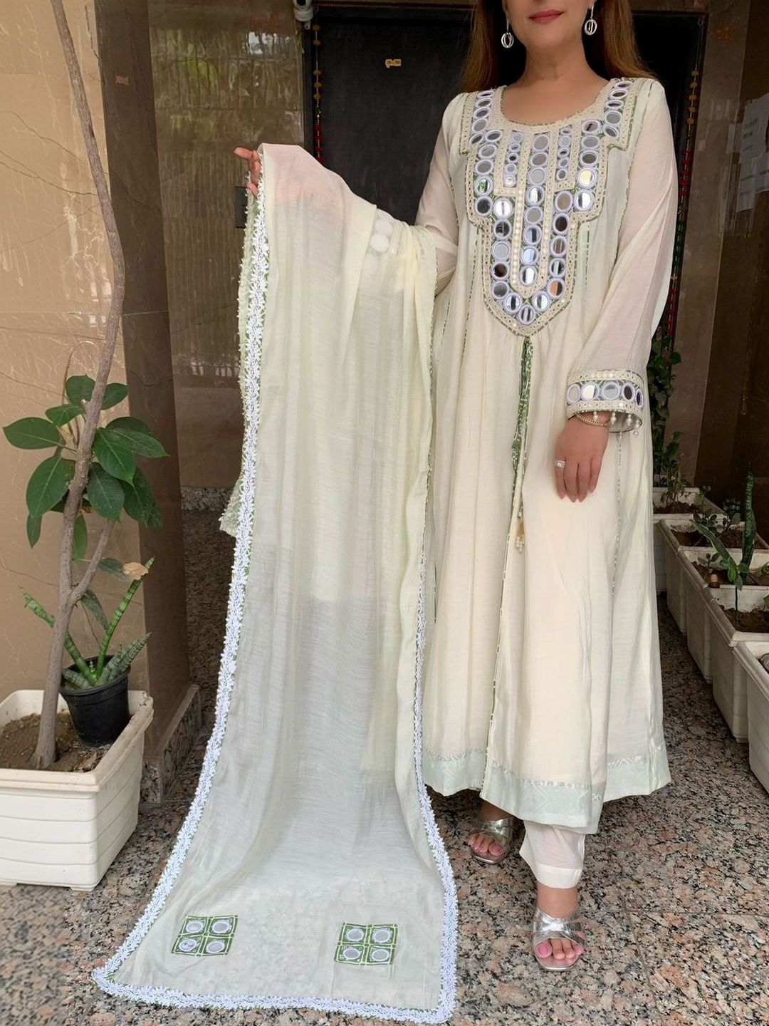 Sdc Collections Embellished Mirror Work Mirror Work Angrakha Anarkali Kurti-image-18