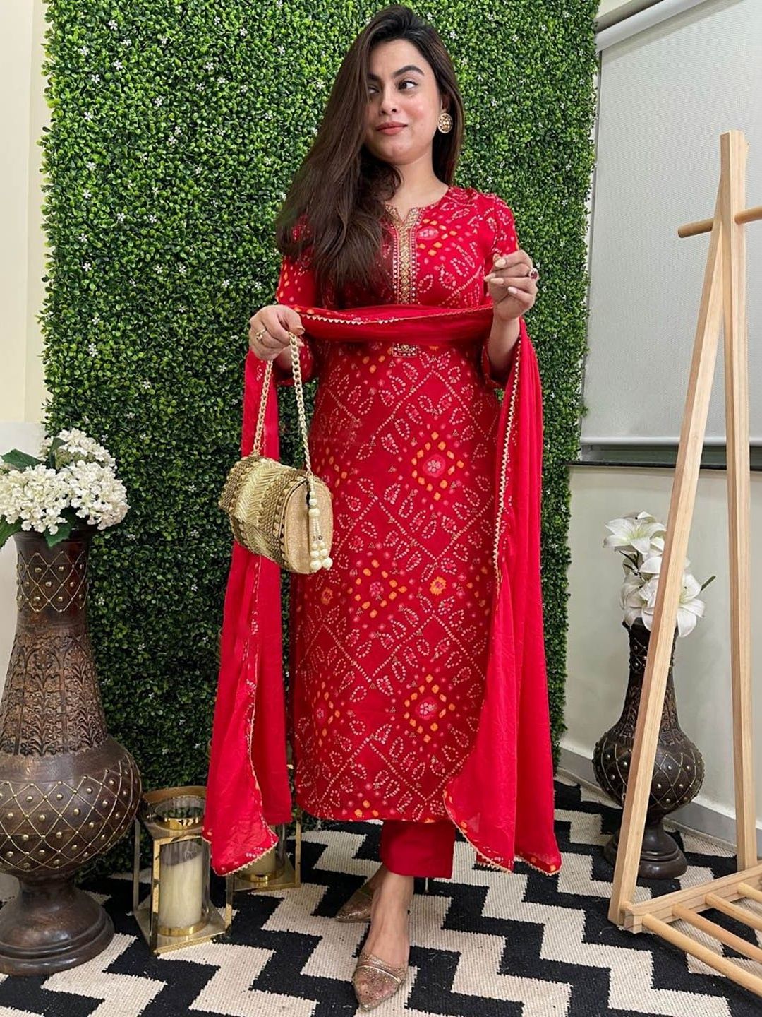 Aaghnya Women Ethnic Motifs Printed Regular Thread Work Kurta with Trousers & With Dupatta-picture-12