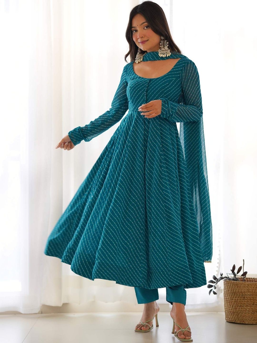 RITIRANG Women Printed Panelled Kurta with Trousers & With Dupatta-picture-25