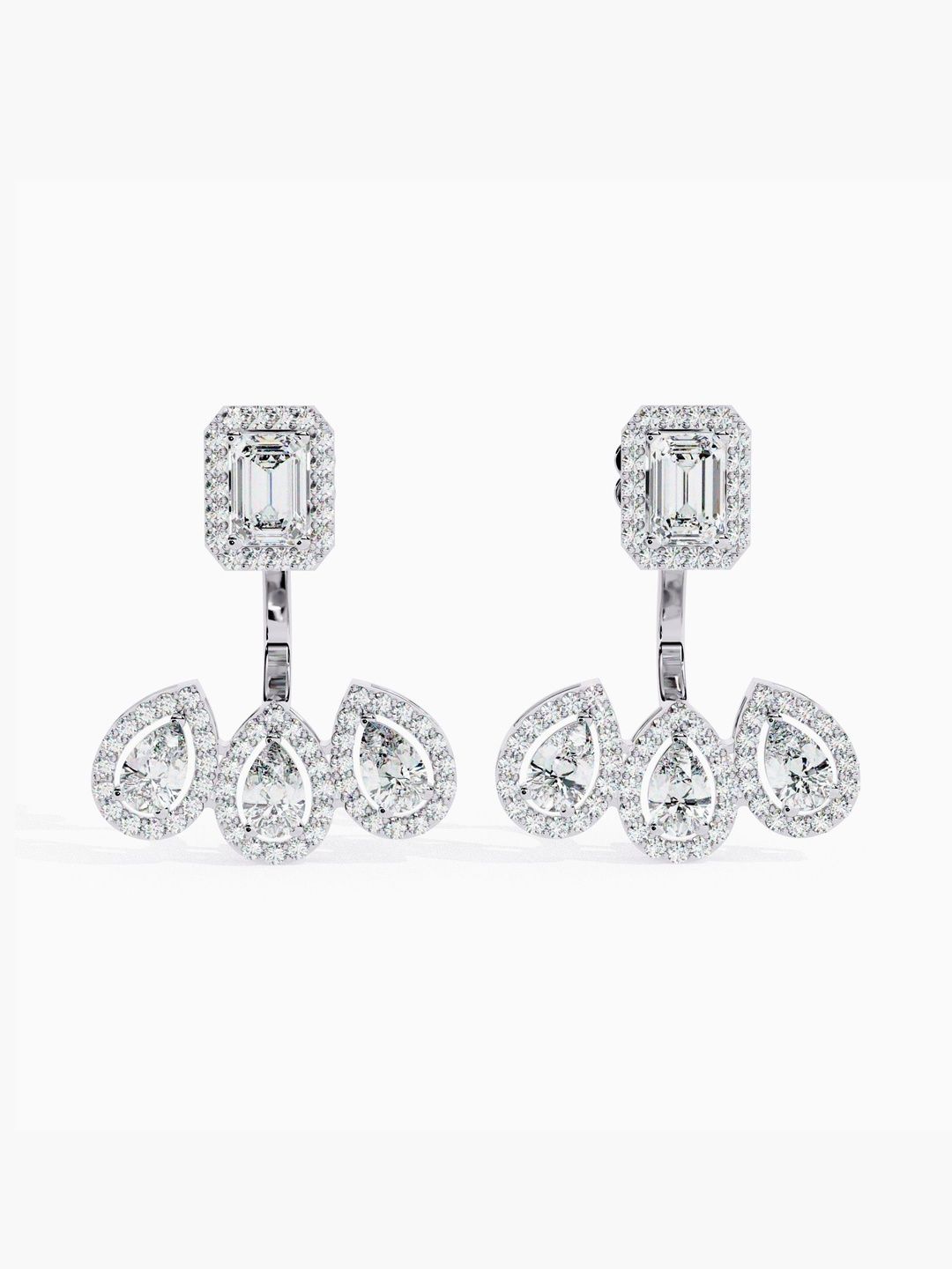 VALANOVA Hallmarked 14Kt White Gold Diamond Studded Earrings - 4.80 g-picture-36