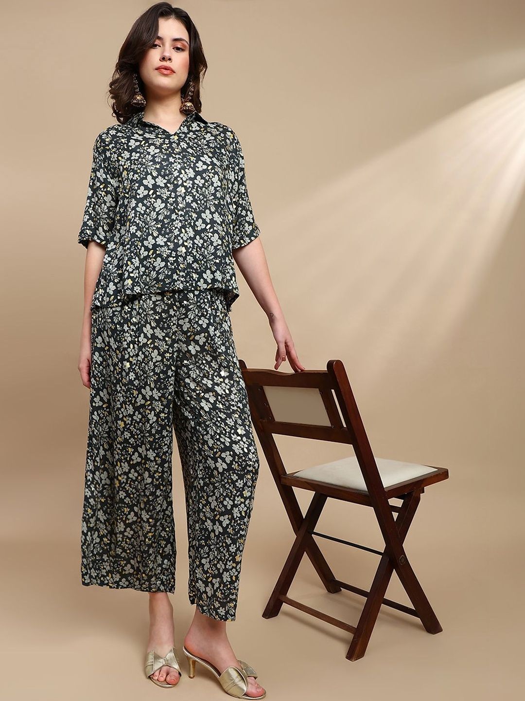 De Moza Women Printed Shirt with Palazzos-picture-17