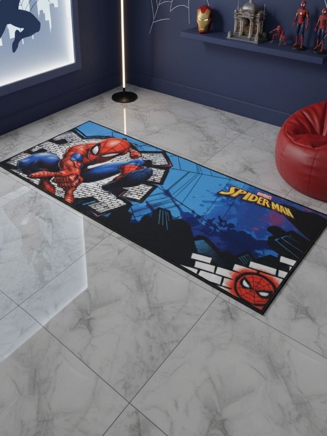 Athom Living Spiderman Printed Anti-Skid Runner Carpet