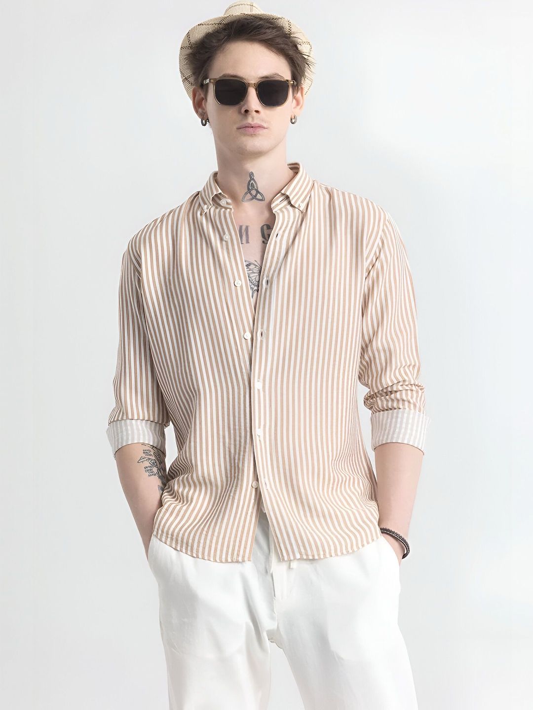 RODEIZ Men Comfort Slim Fit Striped Casual Shirt