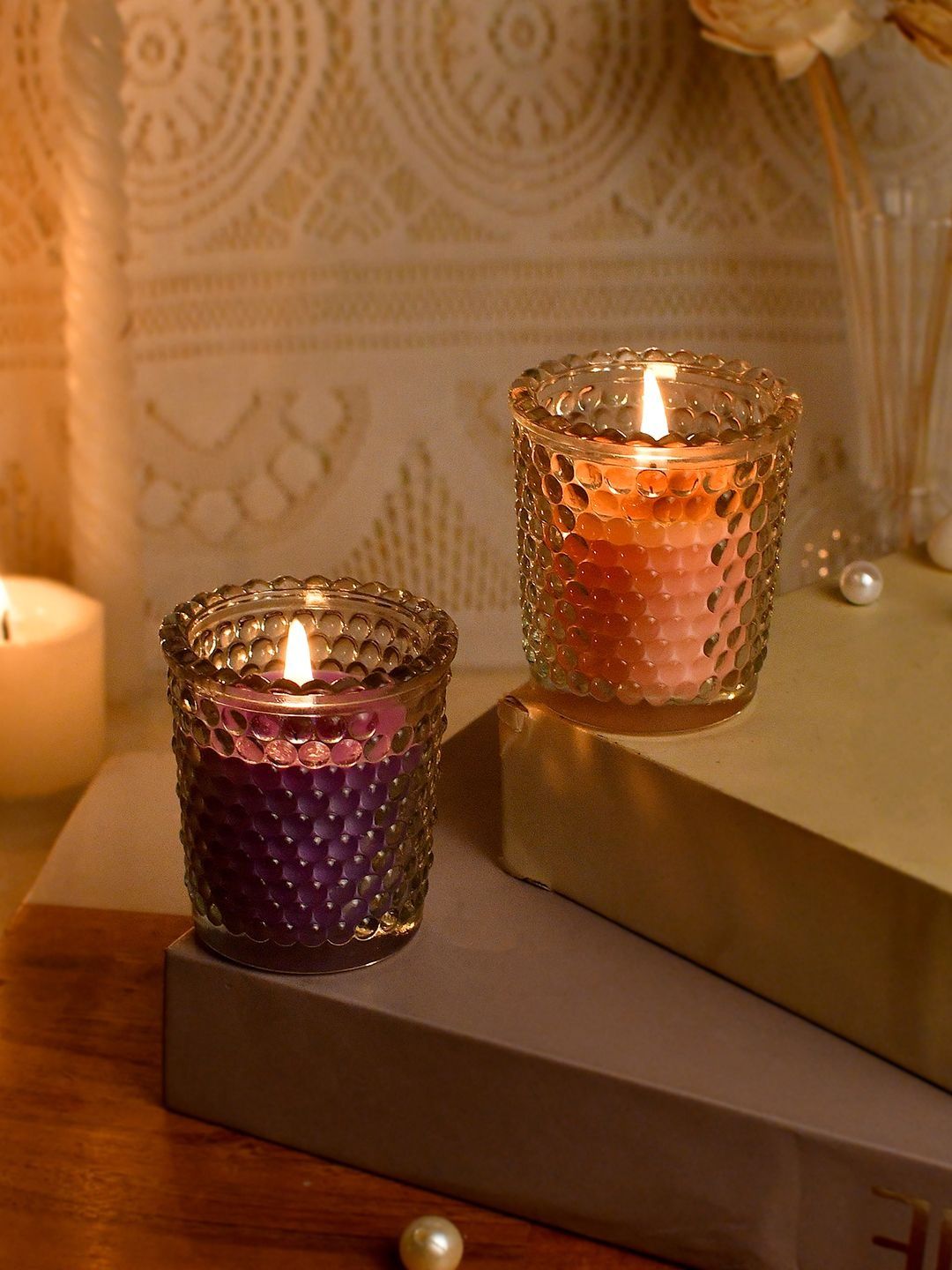 Myntra Elegant Homes Multicoloured & Purple 2 pieces Jar Candle-picture-14