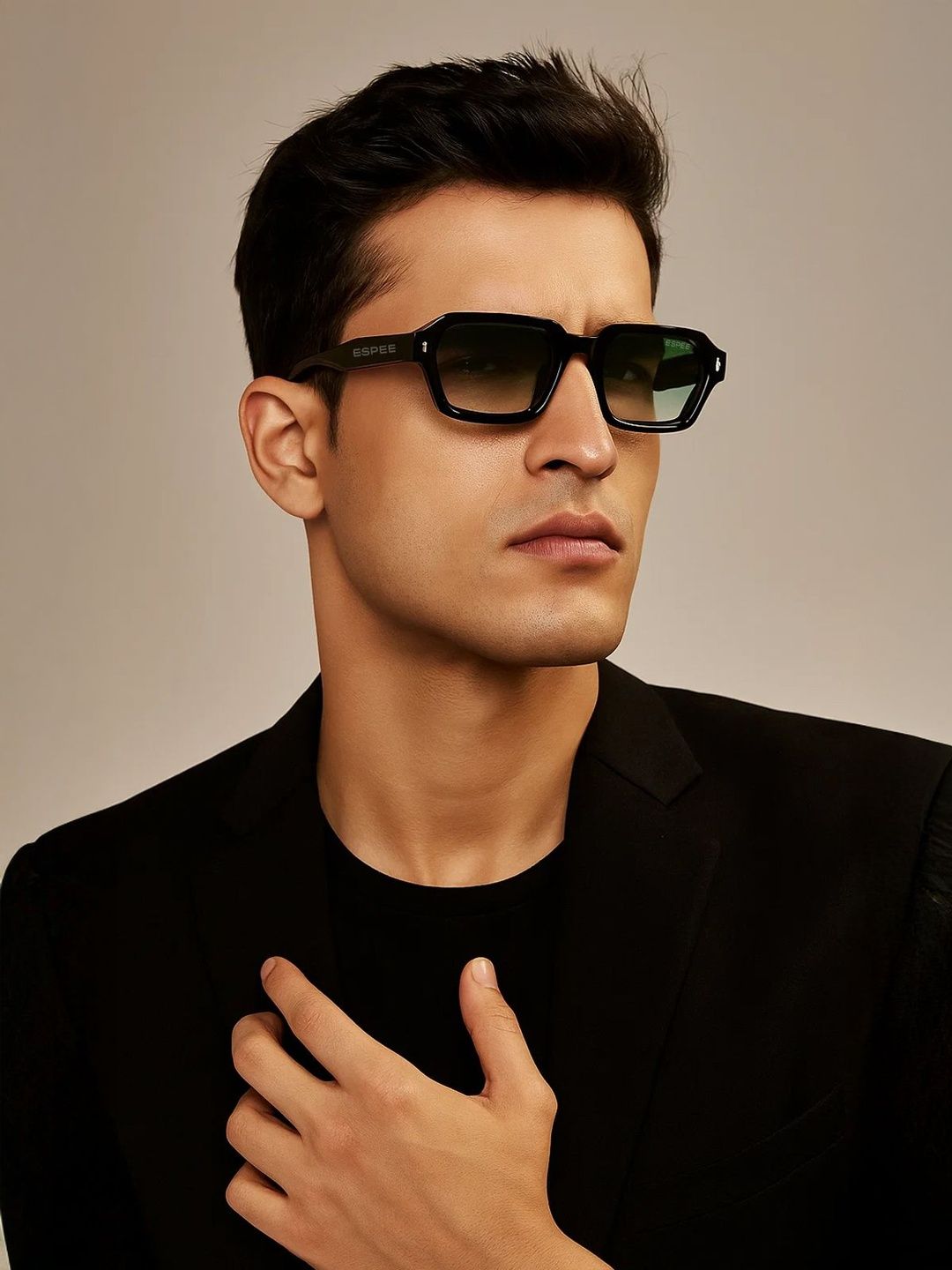 Espee Men Green Lens & Black Rectangle Sunglasses with-image-5