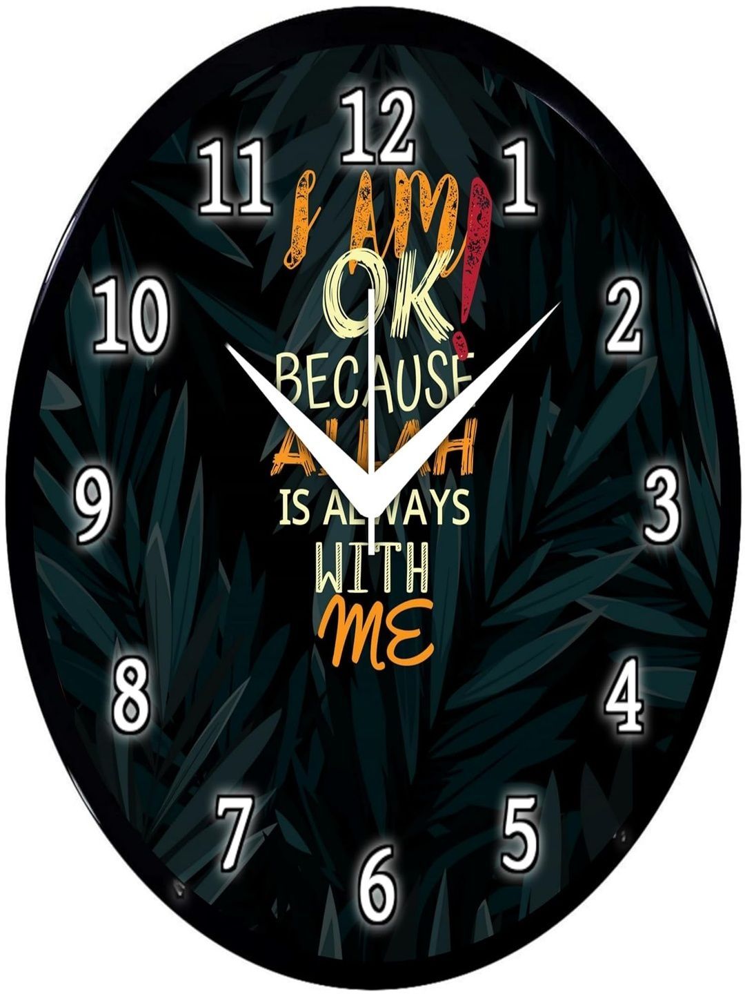 Babawill Black Printed Round Design Wall Clock With Motivational Quote-image-42