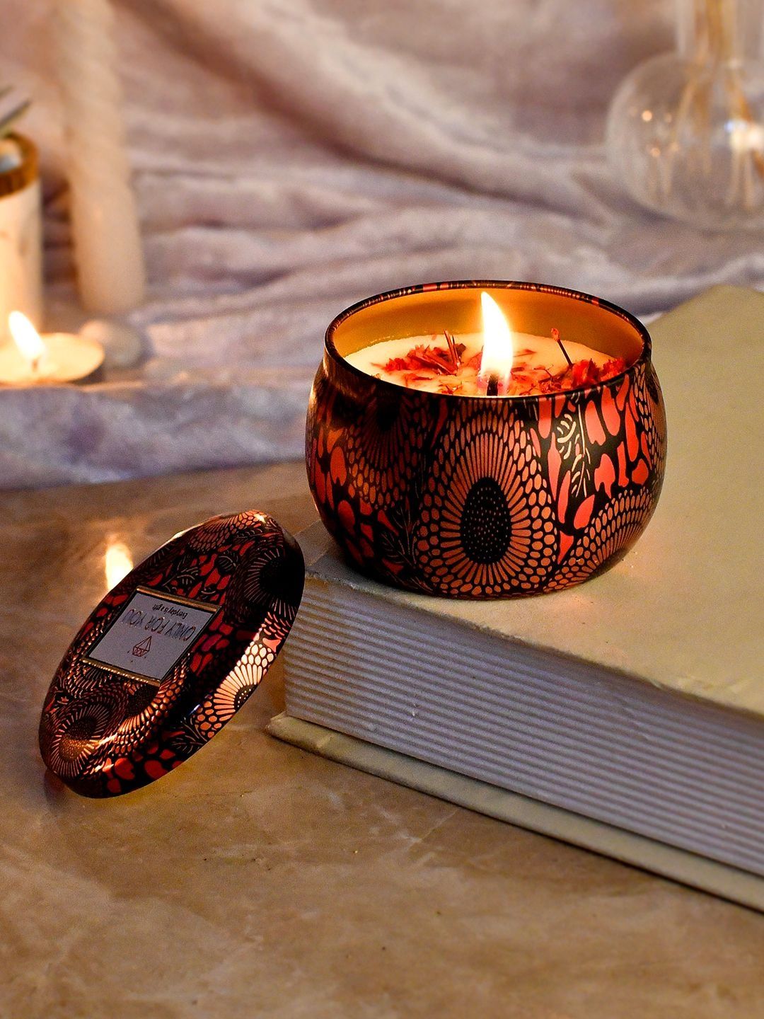 Myntra Elegant Homes Multicoloured & Red 1 pieces Jar Candle-picture-12