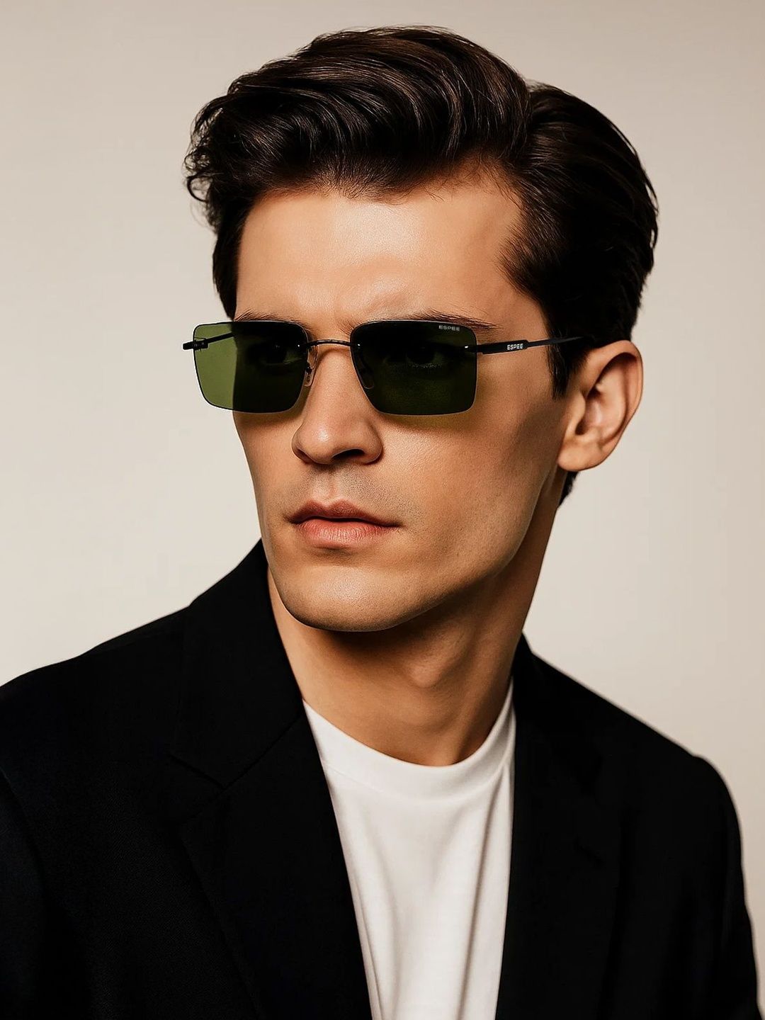 Espee Men Green Lens & Black Rectangle UV Protected Sunglasses-image-7