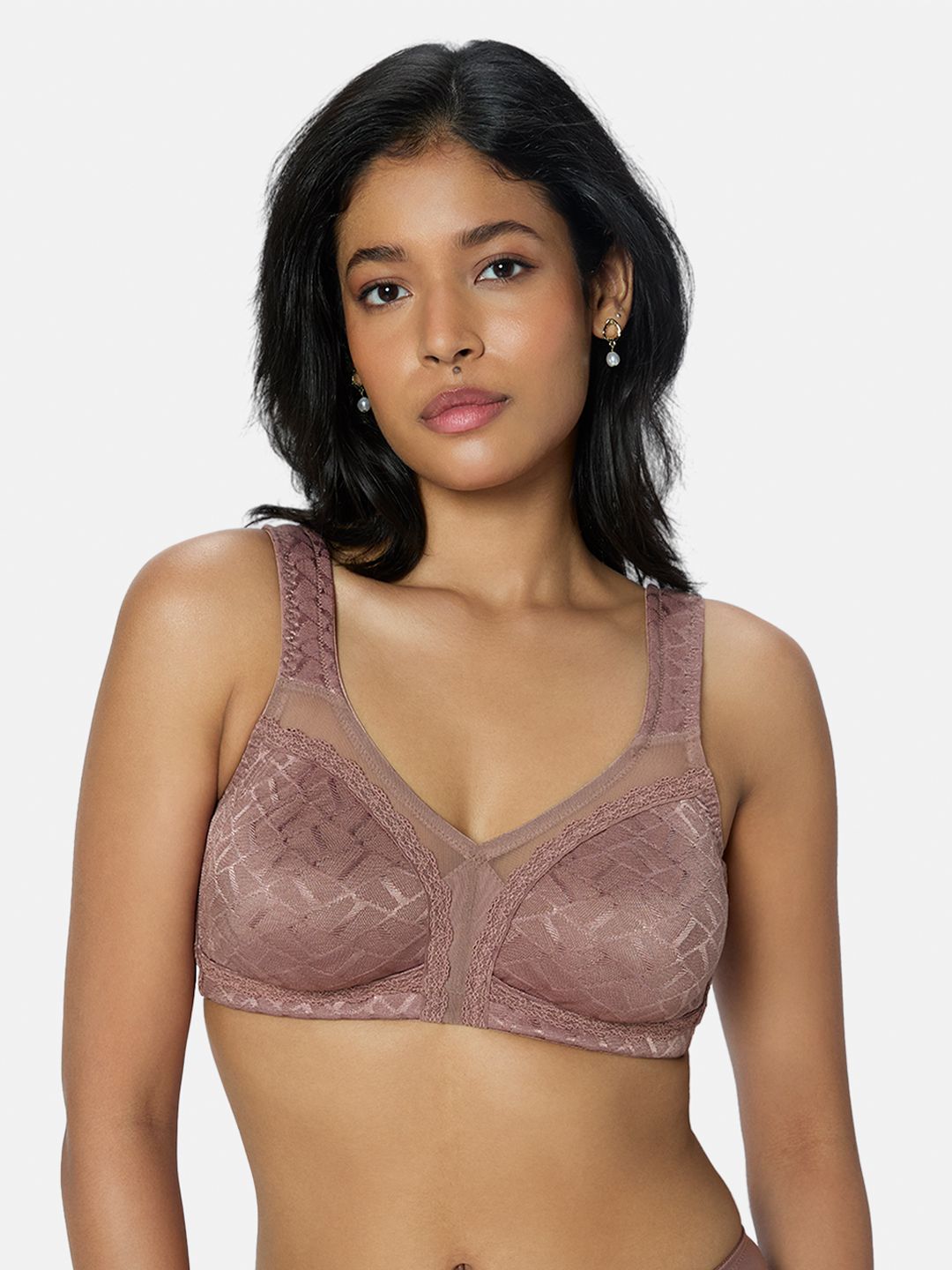 Triumph Women Abstract Self Design Full Support Non Padded Minimizer Bra-picture-58