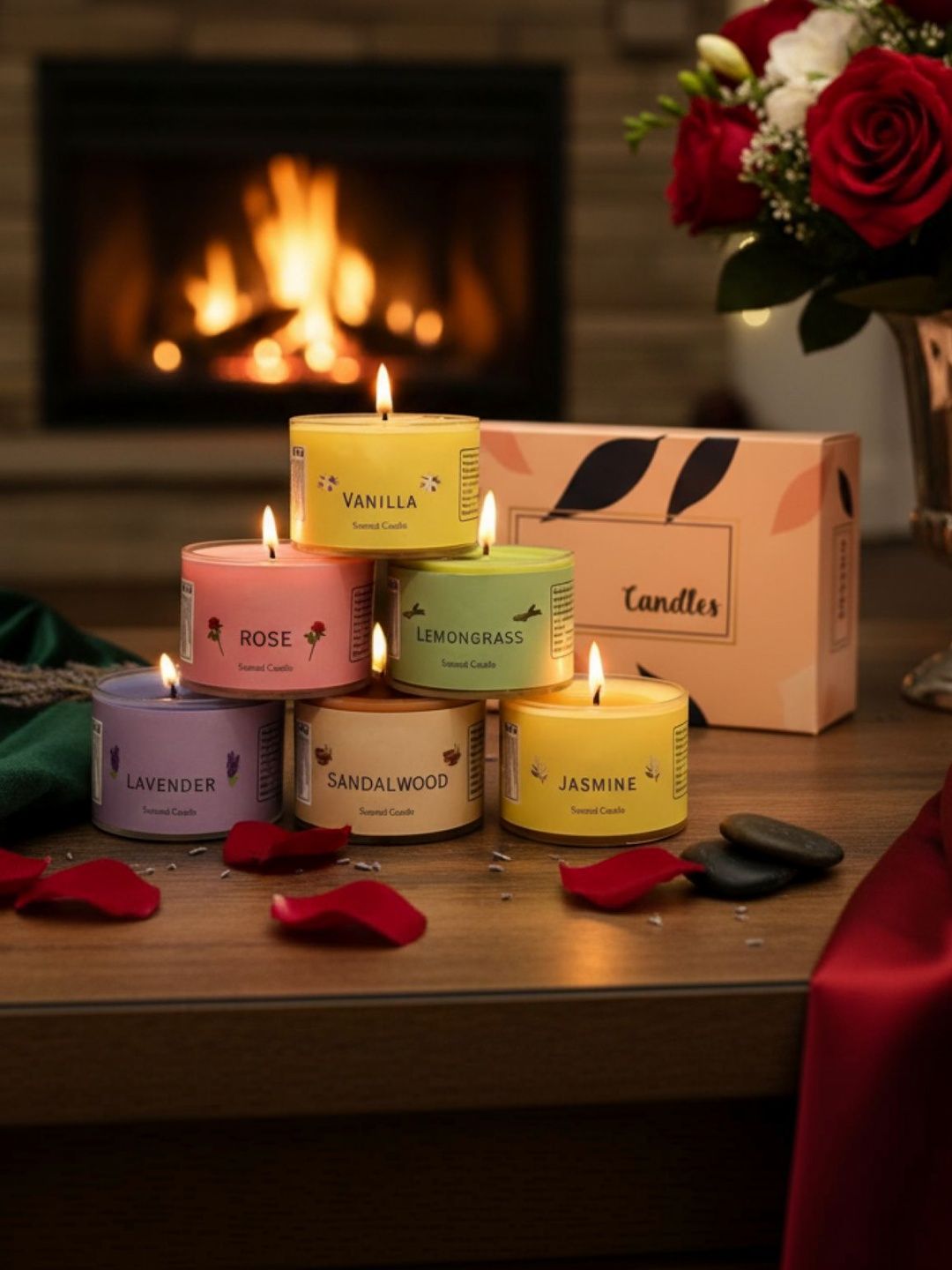 Garden Deco Multicoloured & Multicoloured 6 pieces Tea Light Candle-image-3