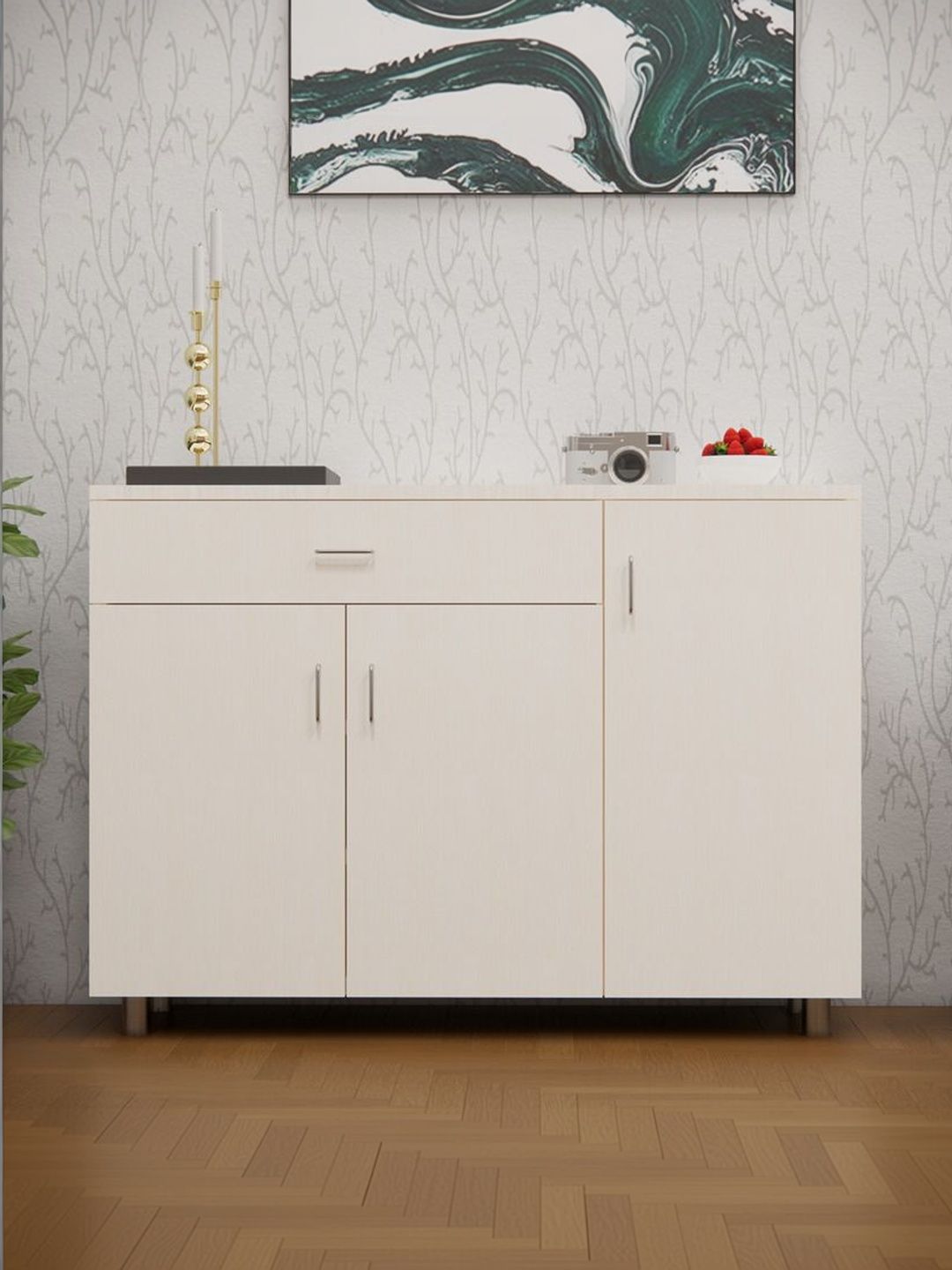 SPECIALITY PANELS White 3-Door Engineered Wood Cabinet