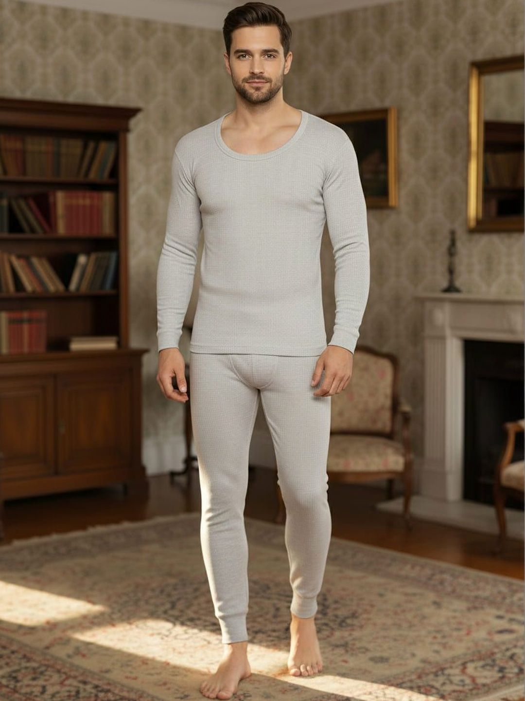 MACK JONNEY Men Breathable & Quick-Drying Long Sleeves Striped Thermal Set-picture-25