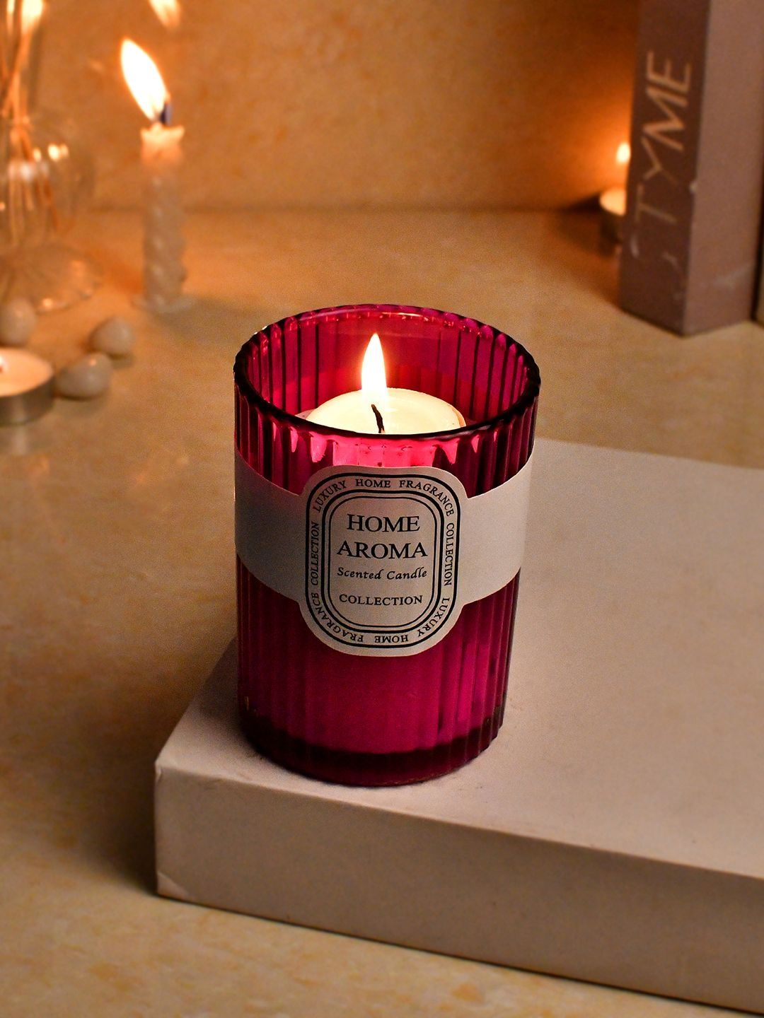 Myntra Elegant Homes Purple & Magenta 1 pieces Jar Candle-image-38