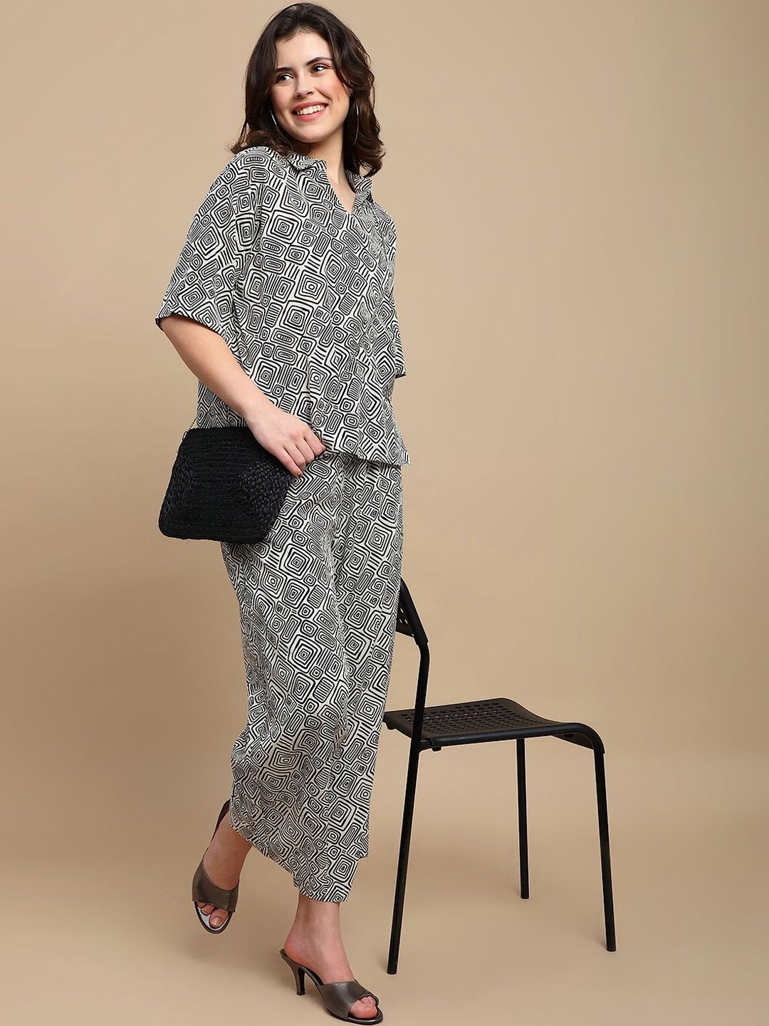 De Moza Women Printed Shirt with Palazzos-picture-23