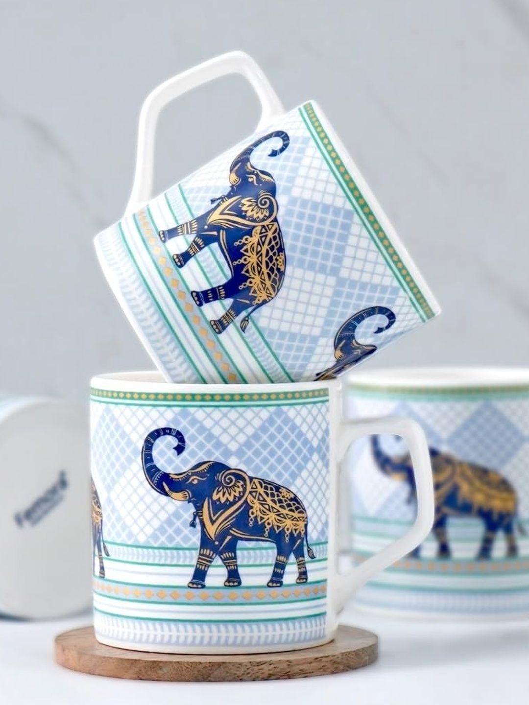 Femora Gold-Toned & White Ethnic Motifs Ceramic Glossy Cups Set of Cups and Mugs-picture-28