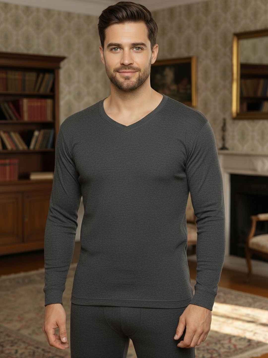 MACK JONNEY V-Neck Thermal Tops-picture-34