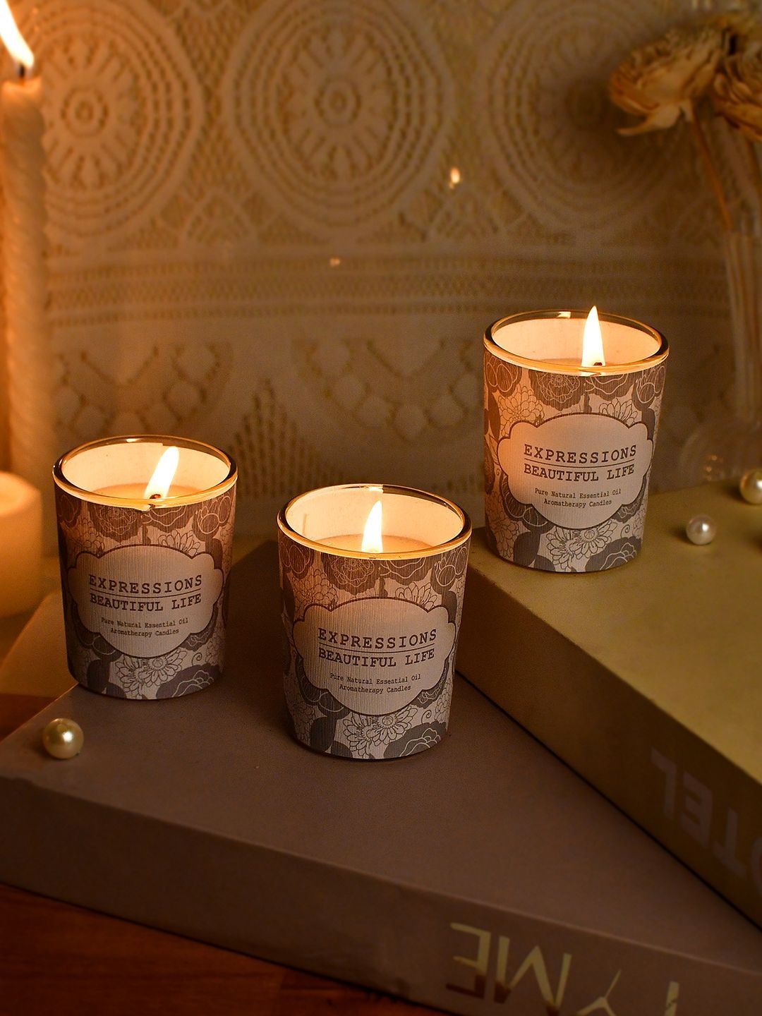 Myntra Elegant Homes Grey & Grey 3 pieces Jar Candle-image-17