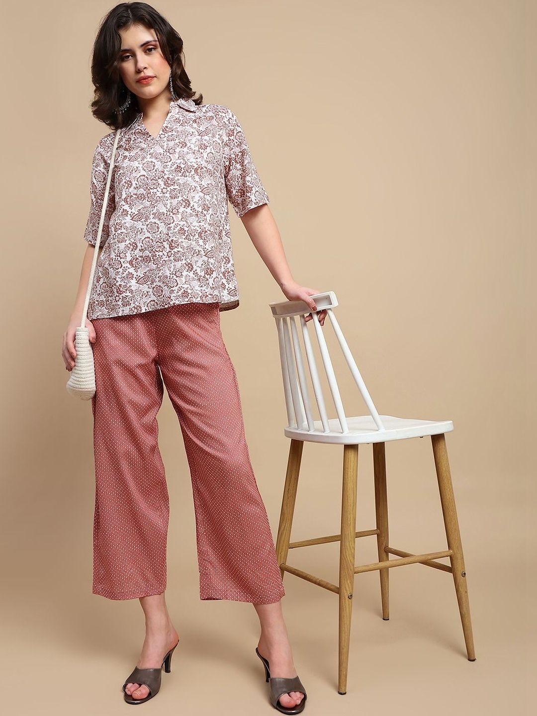 De Moza Women Printed Shirt with Palazzos-picture-19