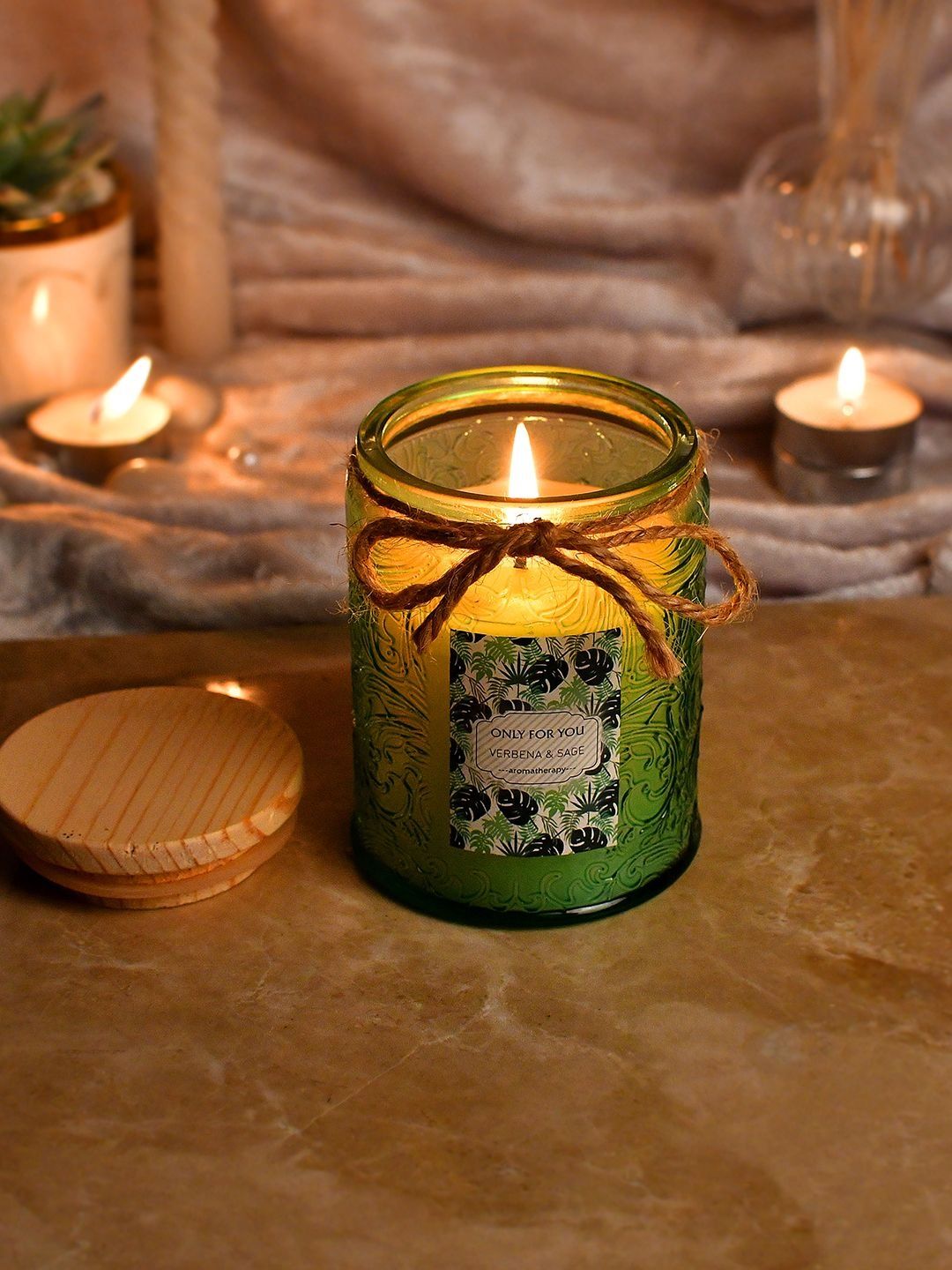 Myntra Elegant Homes Green 1 pieces Jar Candle-picture-15