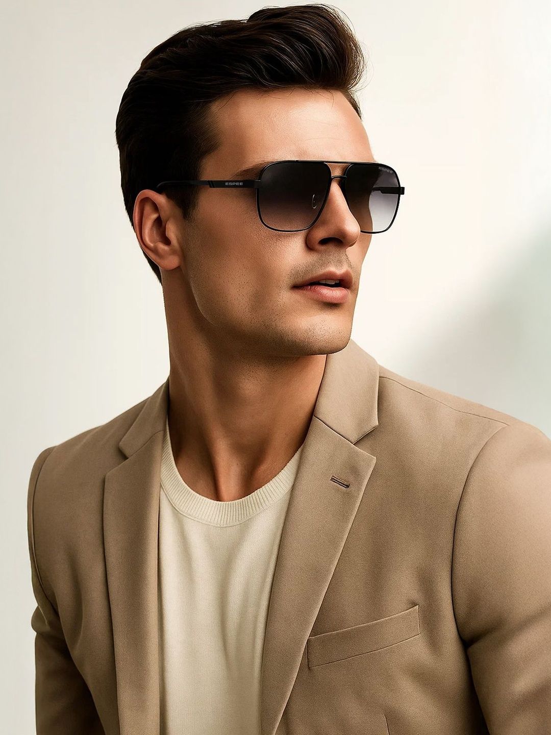 Espee Men Grey Lens & Black Square Sunglasses with UV Protected Lens-image-34
