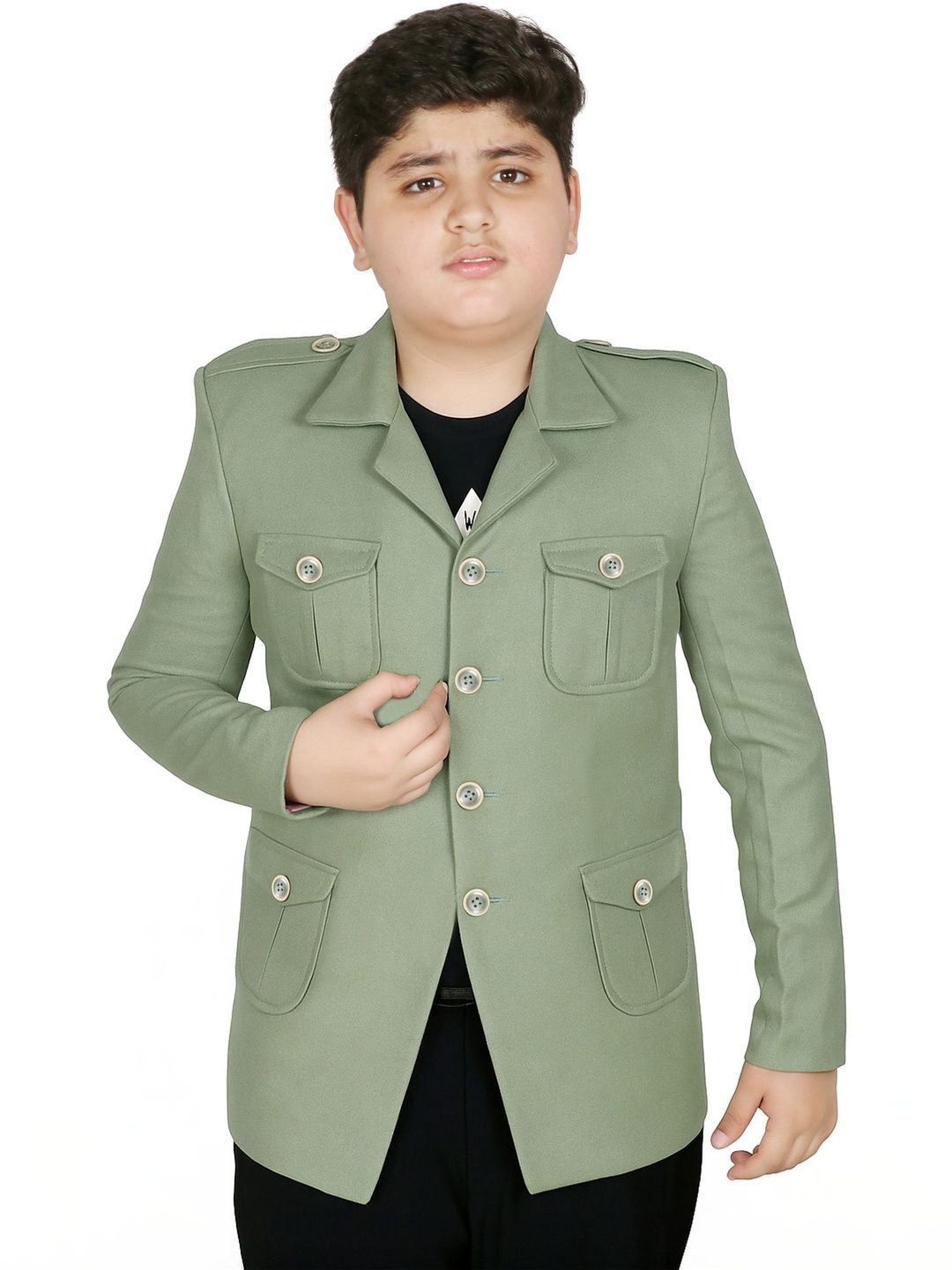 SG YUVRAJ Boys Slim Fit Shawl Collar Long Sleeves Single Breasted Blazer-picture-24