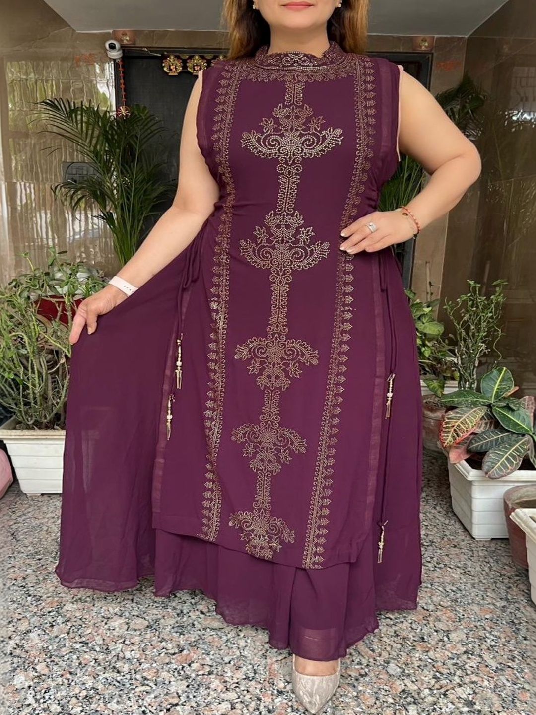 Sdc Collections Ethnic Motifs Embellished Sequinned Pure Georgette Sequinned Kurti-picture-36