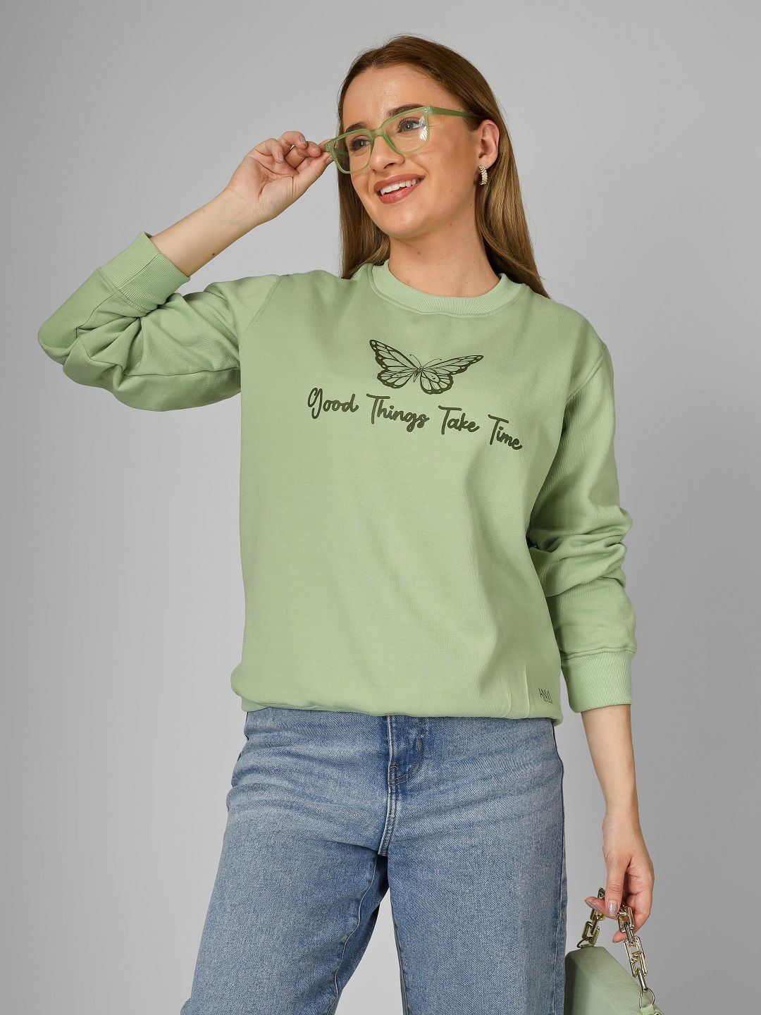 ANVI Be Yourself Women Printed Round Neck Long Sleeves Pullover Sweatshirt-picture-34