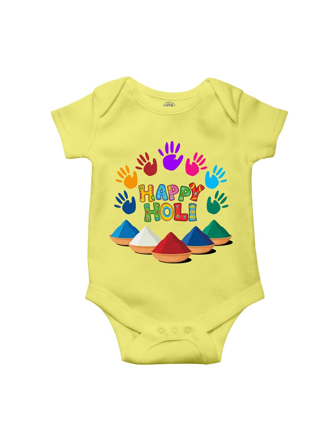 THE PRINT PLATTER Infants Happy Holi Printed Ultra Bio Wash Cotton Bodysuit-picture-46