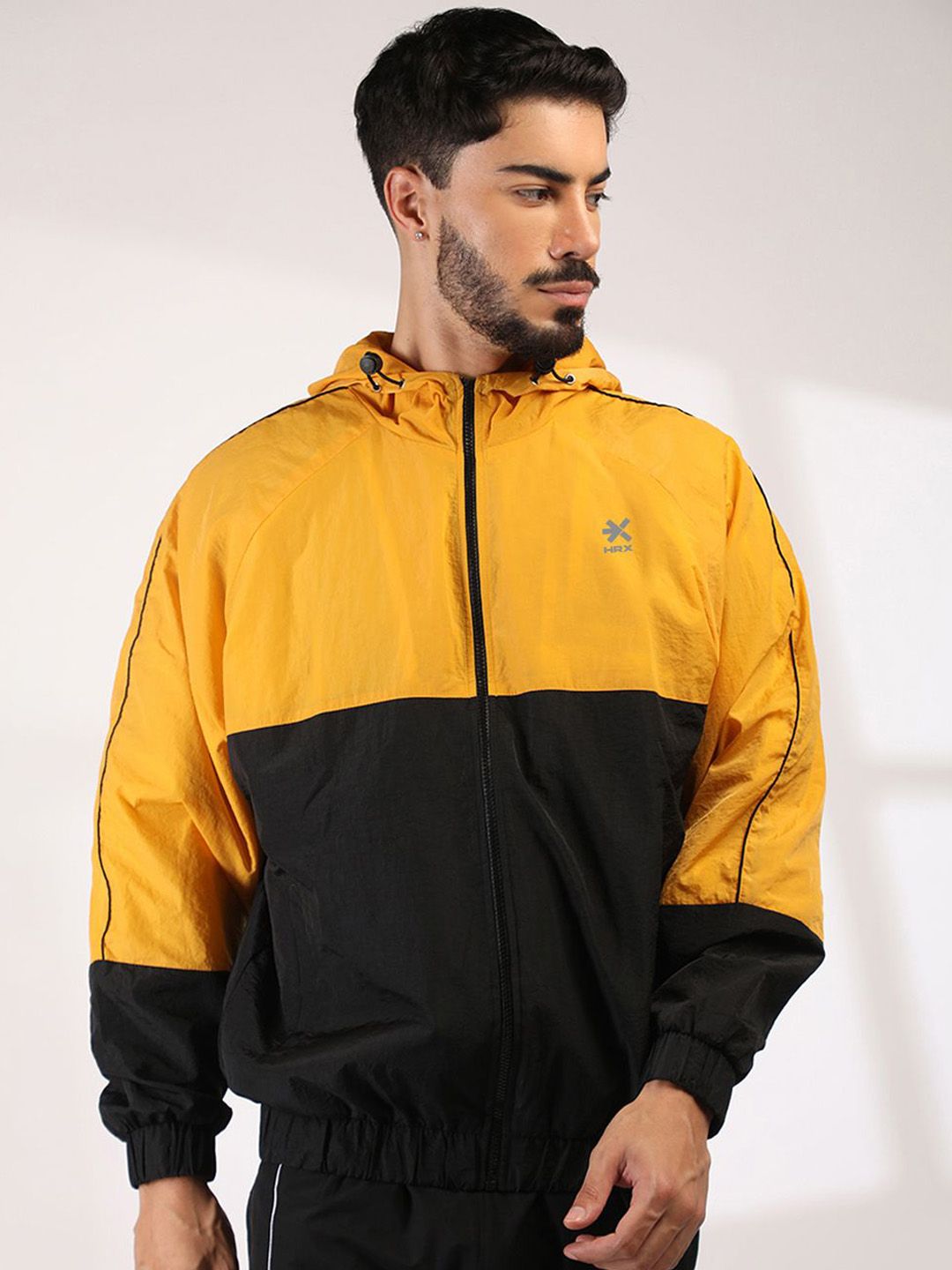 HRX by Hrithik Roshan Men Hooded Colourblocked Windcheater Sporty Jacket-picture-24