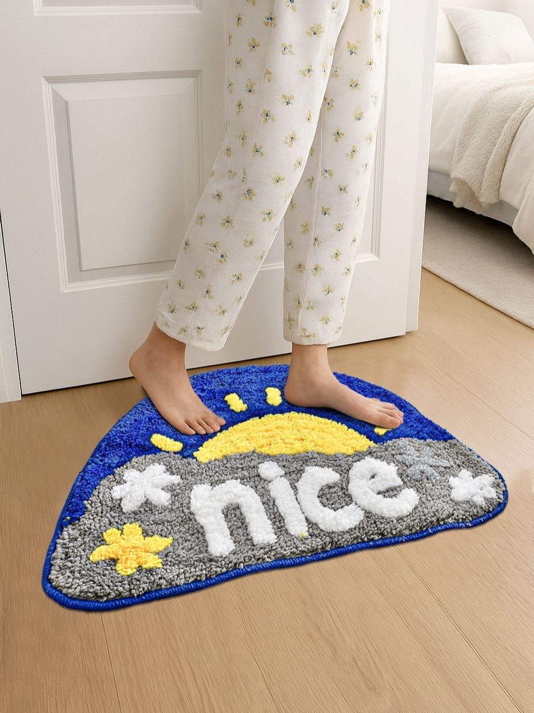 FABINALIV Blue & Grey Soft Textured Anti-Skid Doormats-image-25