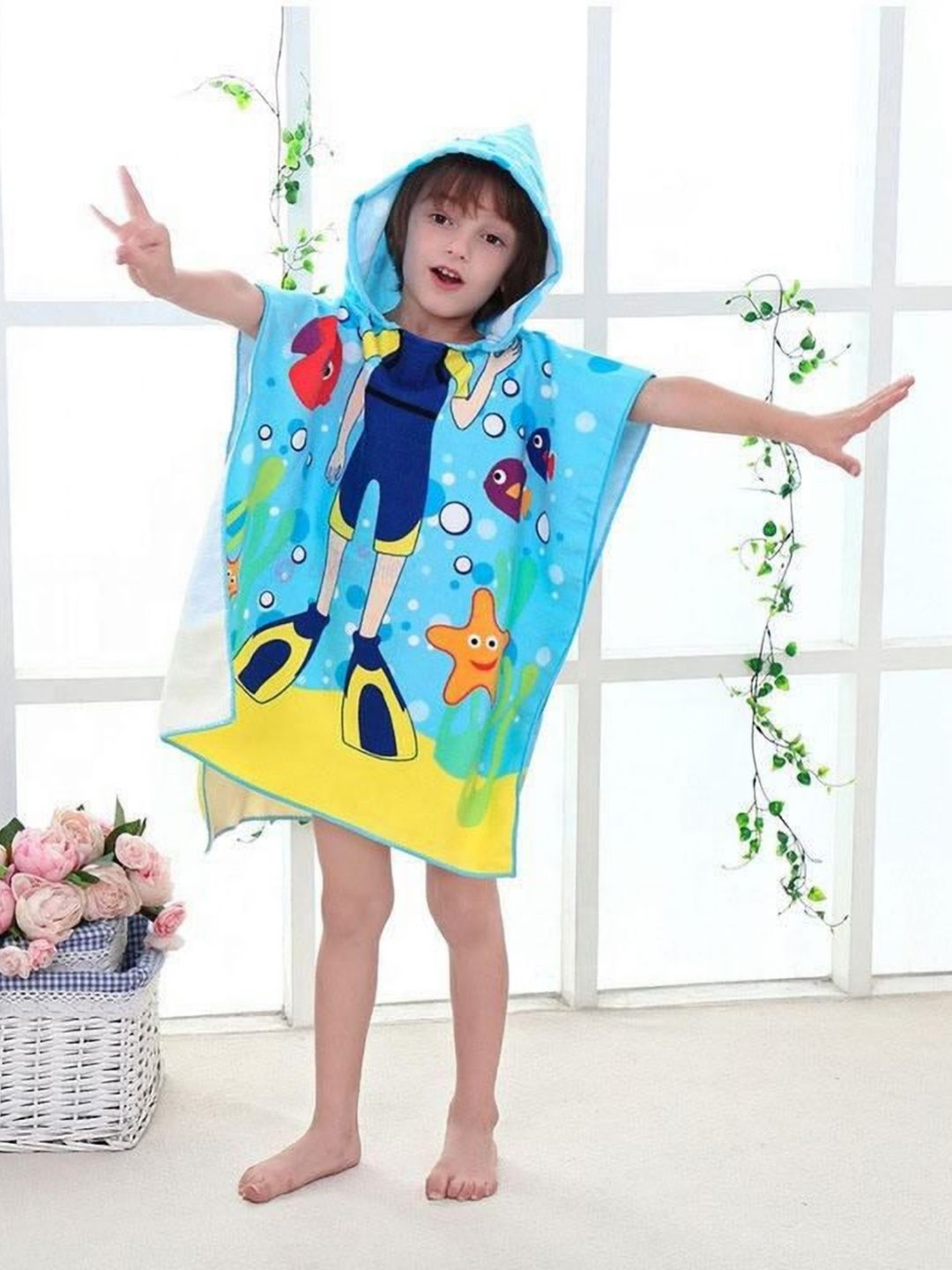 Butterthief Sea Green & Navy Blue 1 Printed Cotton 210 GSM Bath Towel-image-25