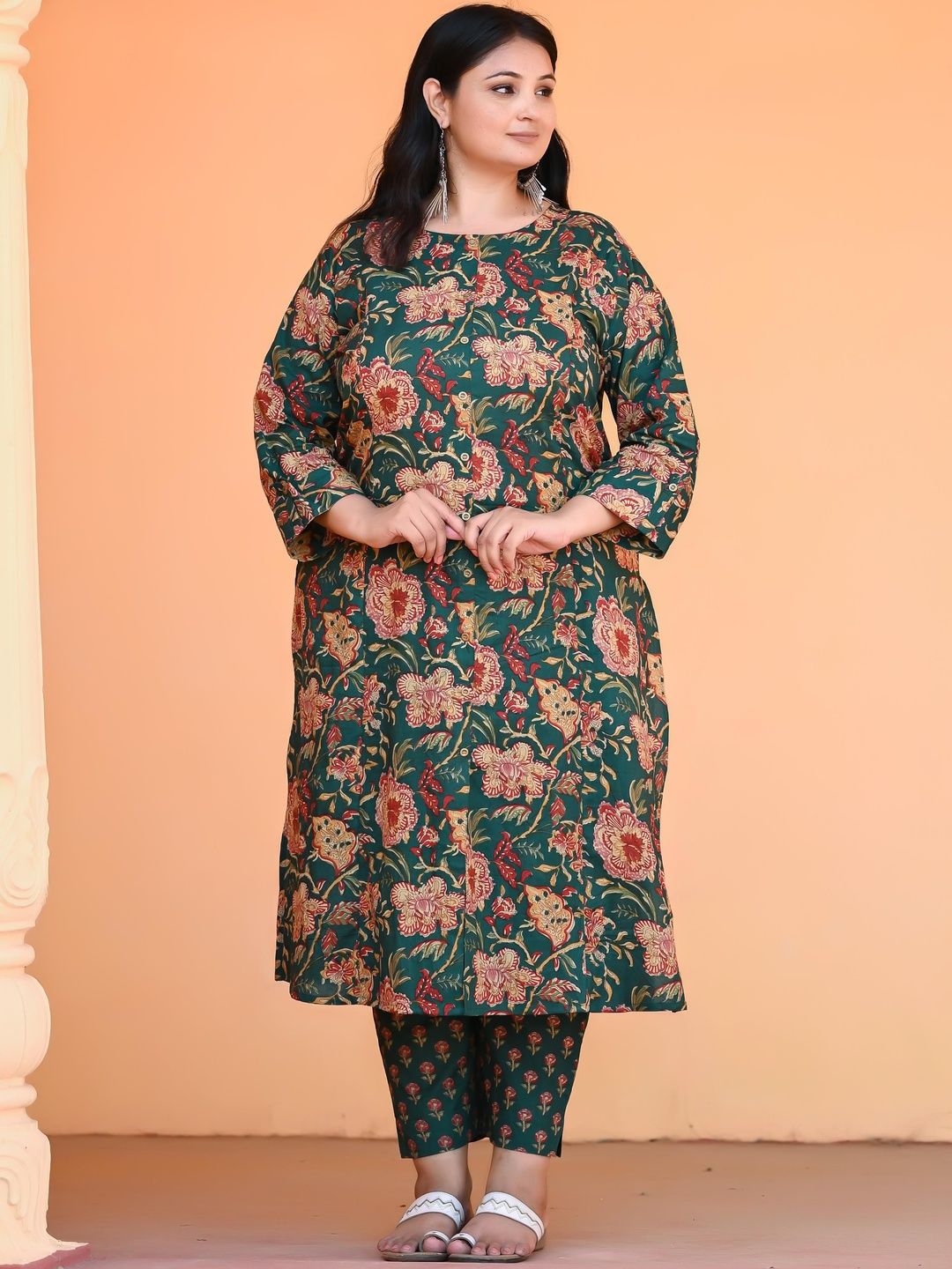 VIFA PLUS Women Floral Printed Regular Pure Cotton Kurta with Trousers-picture-39