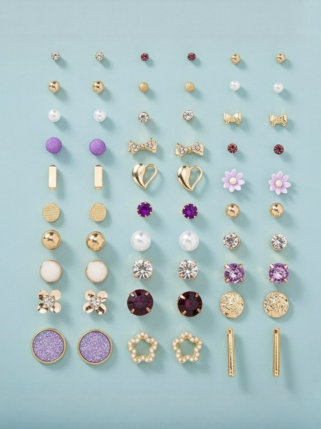 Vembley Pack of 30 Geometric Studs Earrings-picture-55