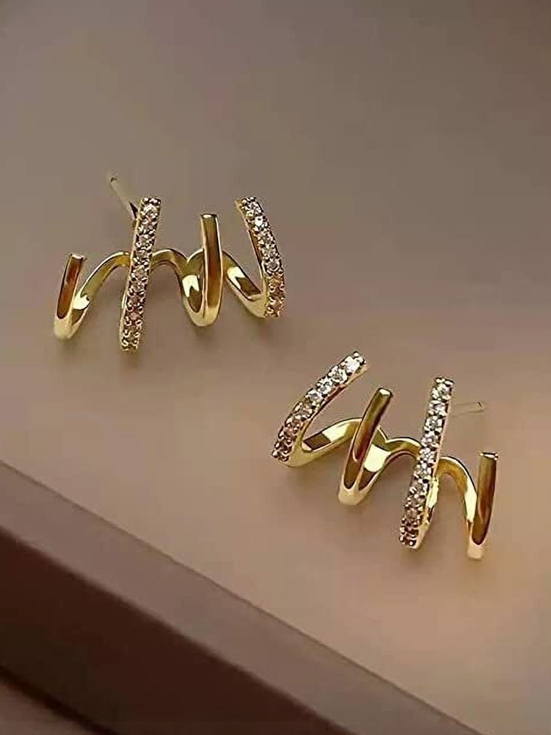 TheVineGirl Gold-Plated Rhinestone Ear Cuff Earrings-image-49