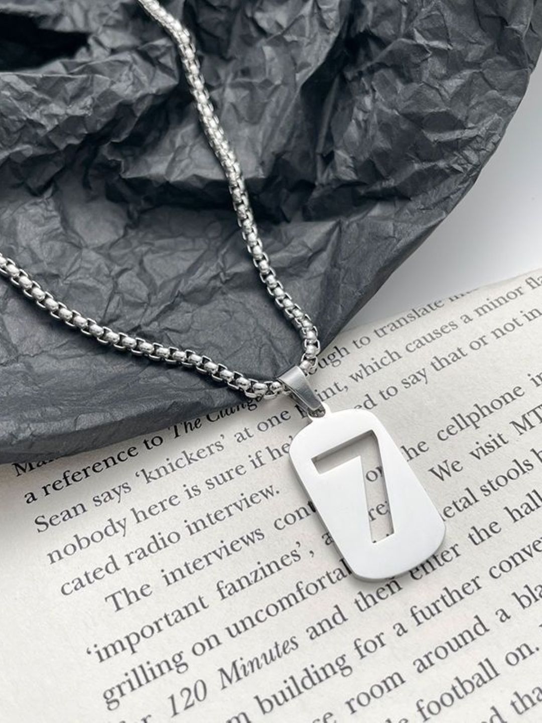 KPOP Men Stainless Steel Silver-Plated Geometric Pendant With Chain-picture-25