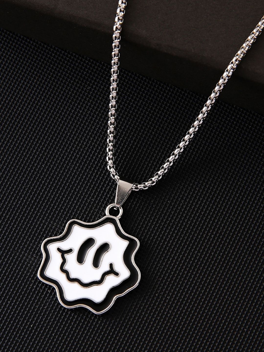 KPOP Men Stainless Steel Silver-Plated Circular Pendant With Chain-picture-18
