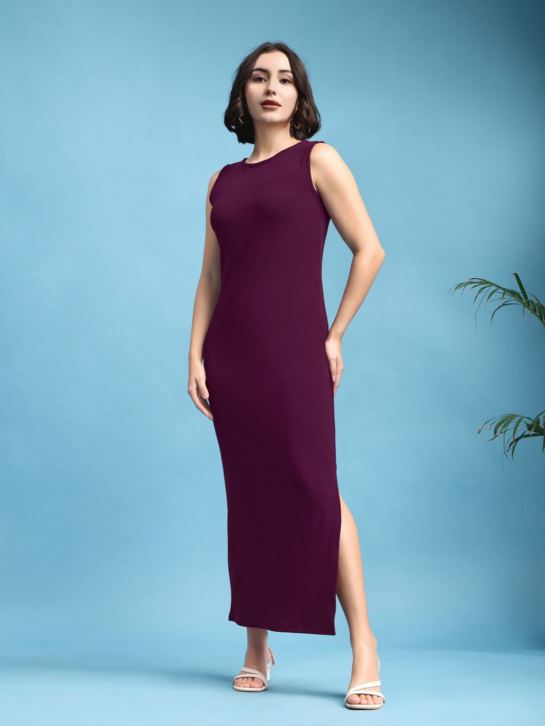 PURVAJA Women Sleeveless Slits Sheath Maxi Dress-picture-10