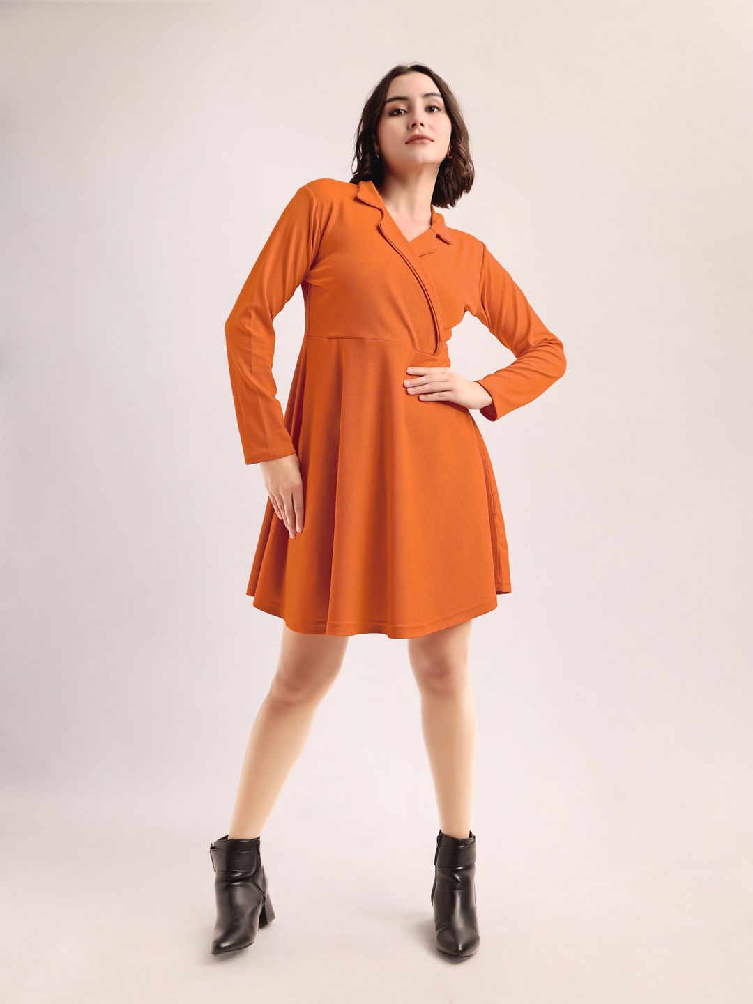 PURVAJA Women Solid Shirt Collar Wrap Dress-image-42